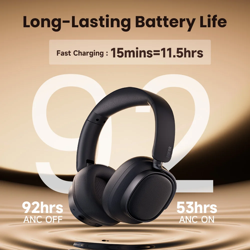 Edifier ES850NB Wireless Over-Ear Headphone Hybrid ANC -45dB Hi-Res LDAC 92H Battery Fast Charge Bluetooth V5.4 AI Call Earphone